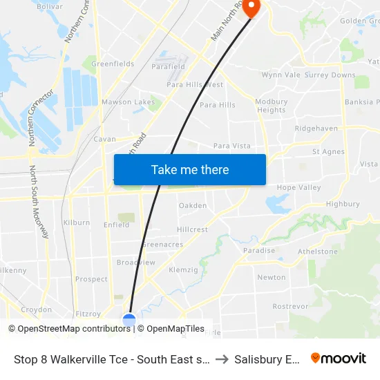 Stop 8 Walkerville Tce - South East side to Salisbury East map