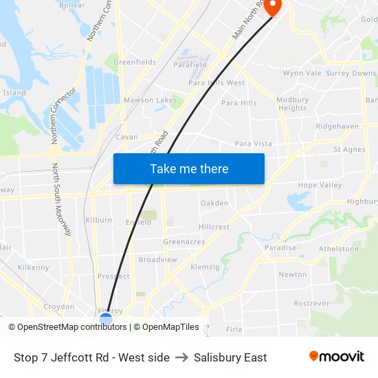 Stop 7 Jeffcott Rd - West side to Salisbury East map