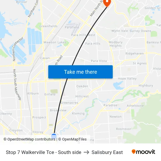 Stop 7 Walkerville Tce - South side to Salisbury East map
