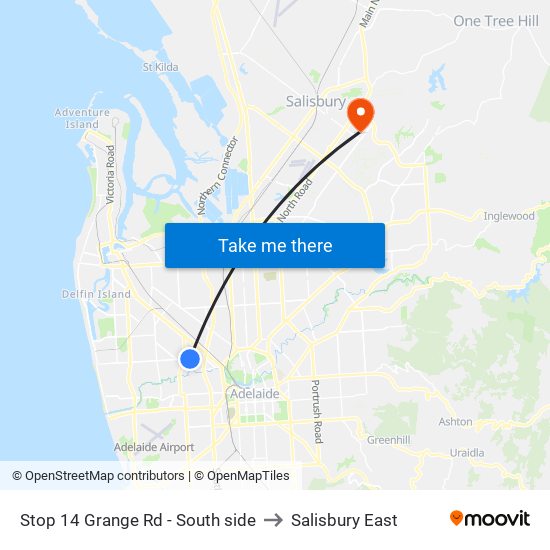 Stop 14 Grange Rd - South side to Salisbury East map