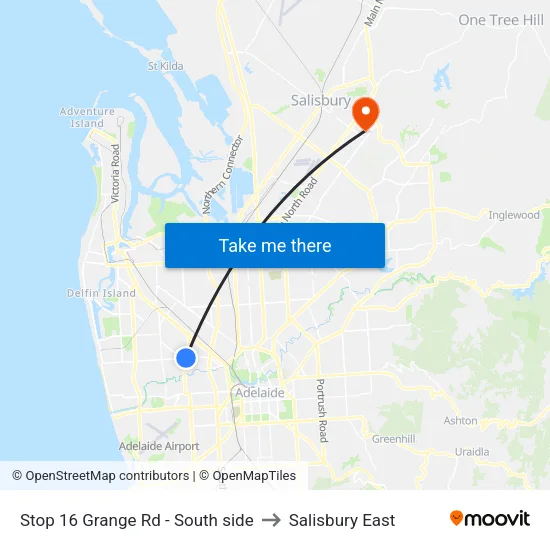 Stop 16 Grange Rd - South side to Salisbury East map