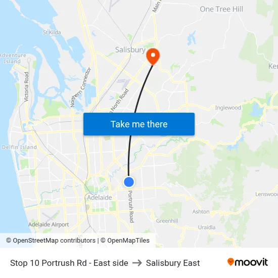 Stop 10 Portrush Rd - East side to Salisbury East map