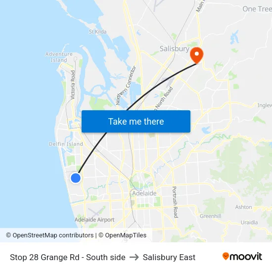 Stop 28 Grange Rd - South side to Salisbury East map