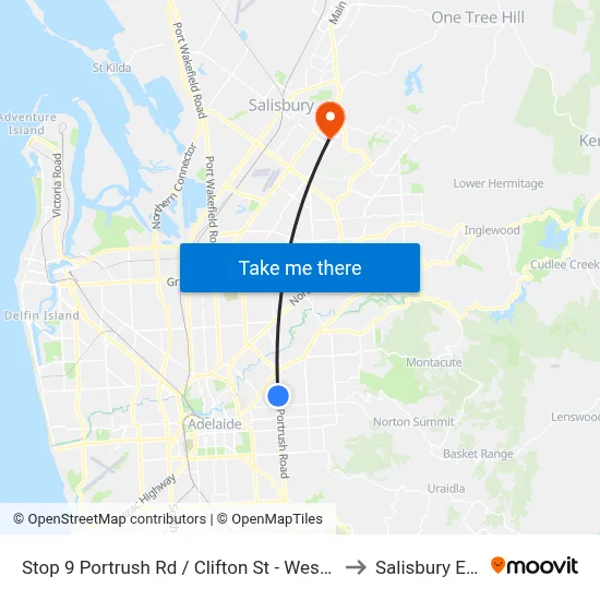 Stop 9 Portrush Rd / Clifton St - West side to Salisbury East map