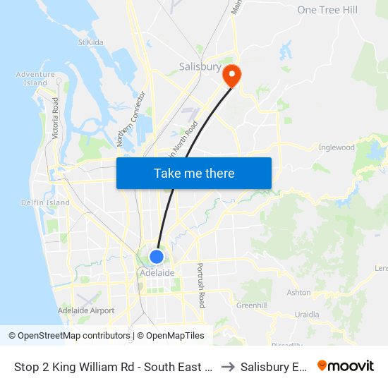 Stop 2 King William Rd - South East side to Salisbury East map