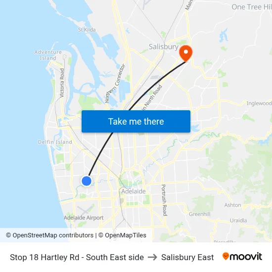 Stop 18 Hartley Rd - South East side to Salisbury East map