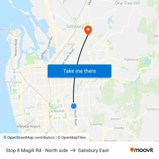 Stop 8 Magill Rd - North side to Salisbury East map