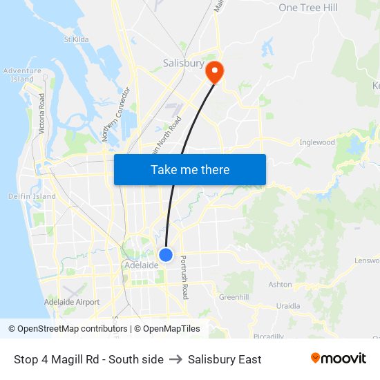 Stop 4 Magill Rd - South side to Salisbury East map