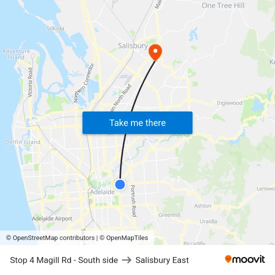 Stop 4 Magill Rd - South side to Salisbury East map