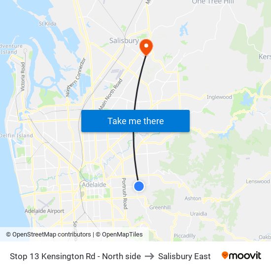 Stop 13 Kensington Rd - North side to Salisbury East map