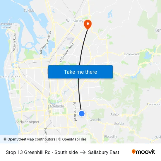 Stop 13 Greenhill Rd - South side to Salisbury East map