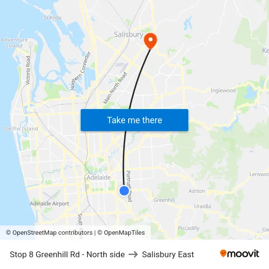 Stop 8 Greenhill Rd - North side to Salisbury East map