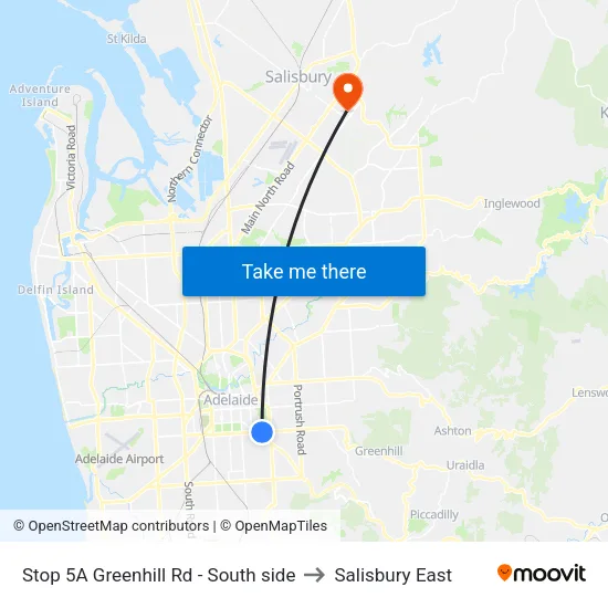 Stop 5A Greenhill Rd - South side to Salisbury East map