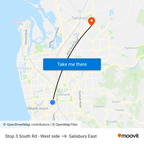 Stop 3 South Rd - West side to Salisbury East map