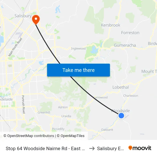 Stop 64 Woodside Nairne Rd - East side to Salisbury East map