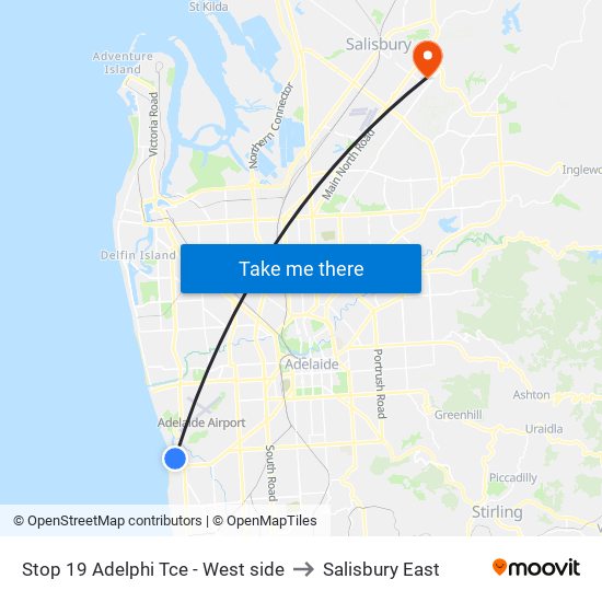 Stop 19 Adelphi Tce - West side to Salisbury East map