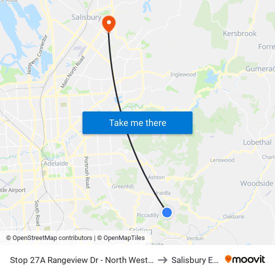 Stop 27A Rangeview Dr - North West side to Salisbury East map