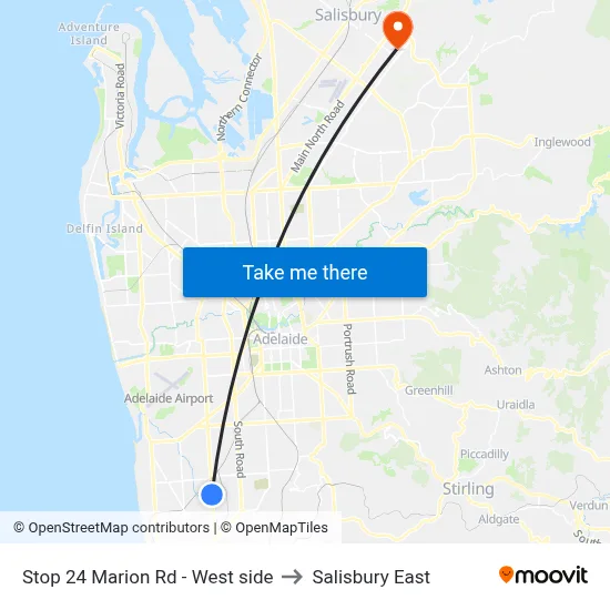 Stop 24 Marion Rd - West side to Salisbury East map