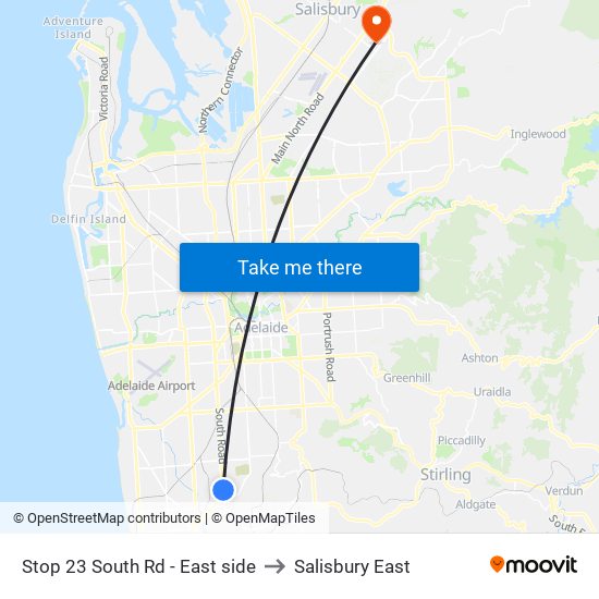 Stop 23 South Rd - East side to Salisbury East map