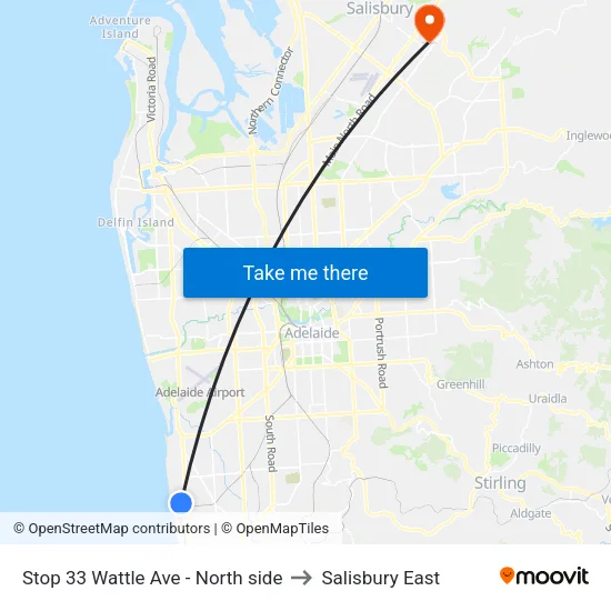 Stop 33 Wattle Ave - North side to Salisbury East map