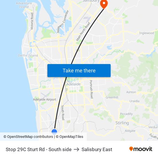 Stop 29C Sturt Rd - South side to Salisbury East map