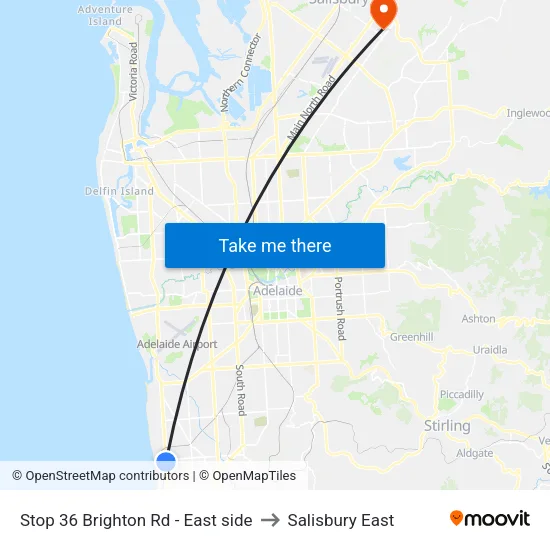 Stop 36 Brighton Rd - East side to Salisbury East map