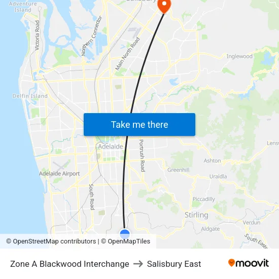 Zone A Blackwood Interchange to Salisbury East map