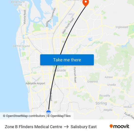 Zone B Flinders Medical Centre to Salisbury East map