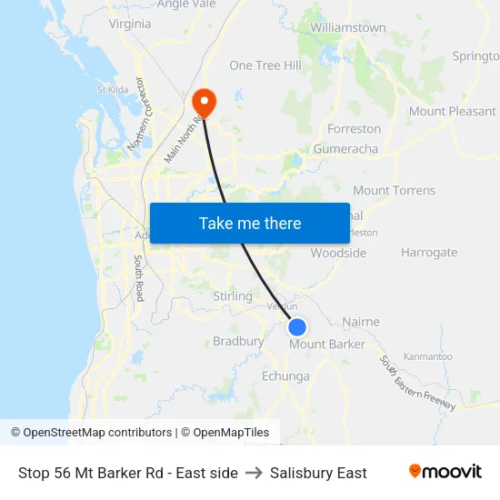 Stop 56 Mt Barker Rd - East side to Salisbury East map
