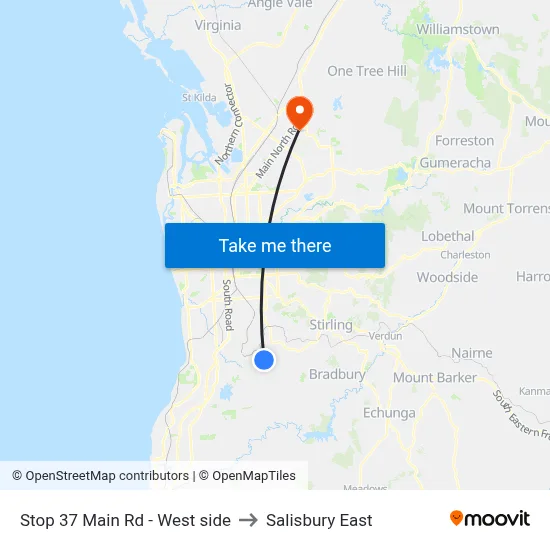 Stop 37 Main Rd - West side to Salisbury East map