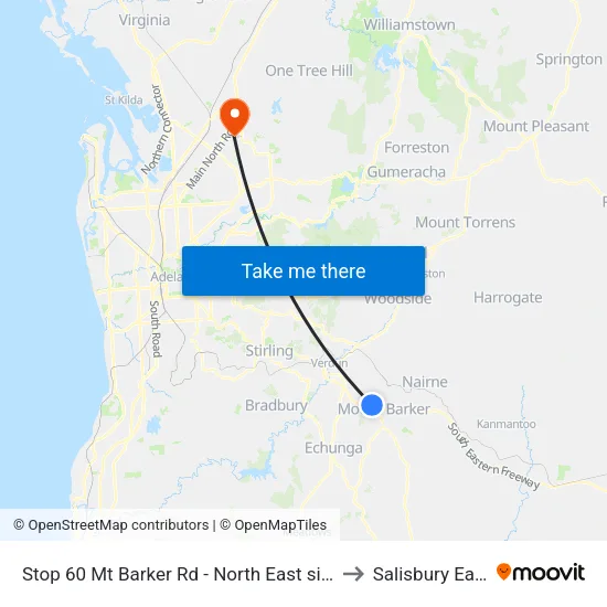 Stop 60 Mt Barker Rd - North East side to Salisbury East map