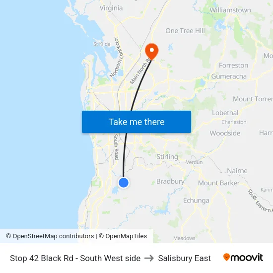 Stop 42 Black Rd - South West side to Salisbury East map