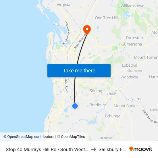 Stop 40 Murrays Hill Rd - South West side to Salisbury East map