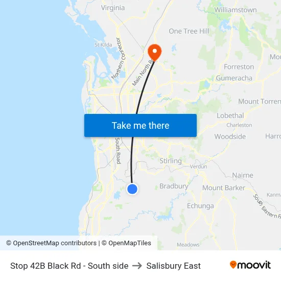 Stop 42B Black Rd - South side to Salisbury East map