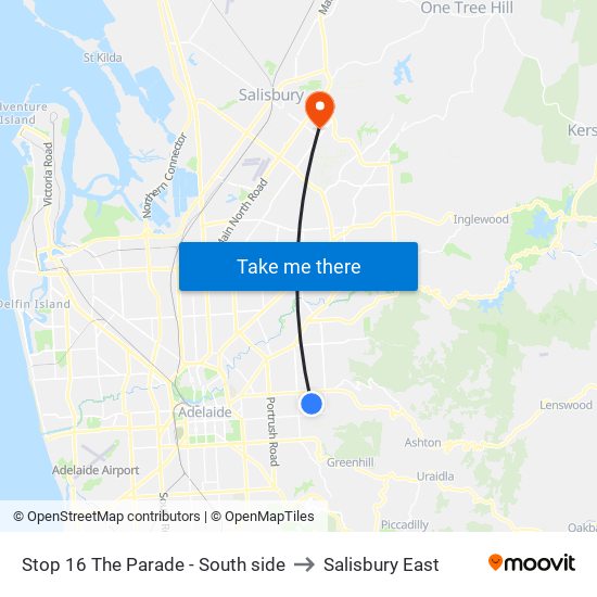 Stop 16 The Parade - South side to Salisbury East map