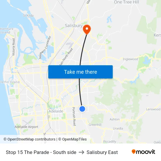 Stop 15 The Parade - South side to Salisbury East map