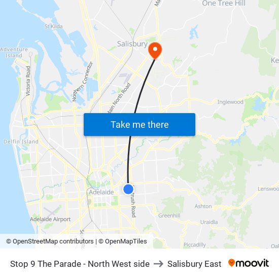 Stop 9 The Parade - North West side to Salisbury East map