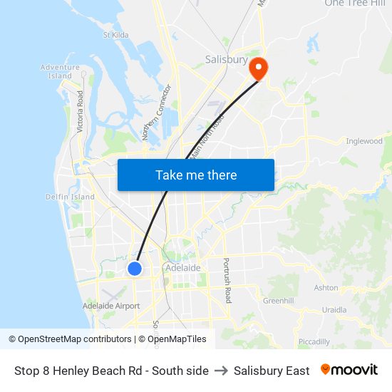 Stop 8 Henley Beach Rd - South side to Salisbury East map