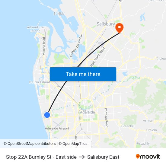 Stop 22A Burnley St - East side to Salisbury East map