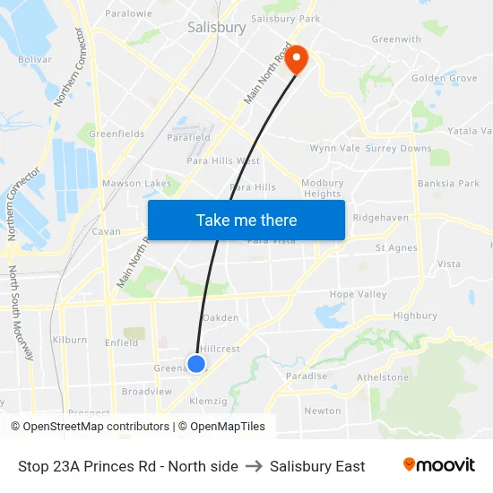 Stop 23A Princes Rd - North side to Salisbury East map