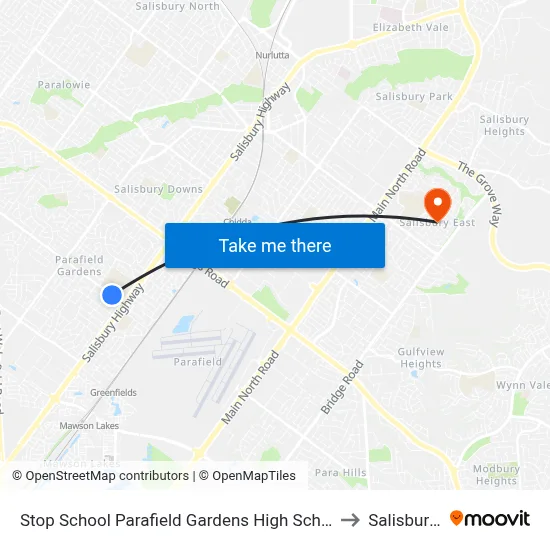 Stop School Parafield Gardens High School Shepherdson Rd to Salisbury East map
