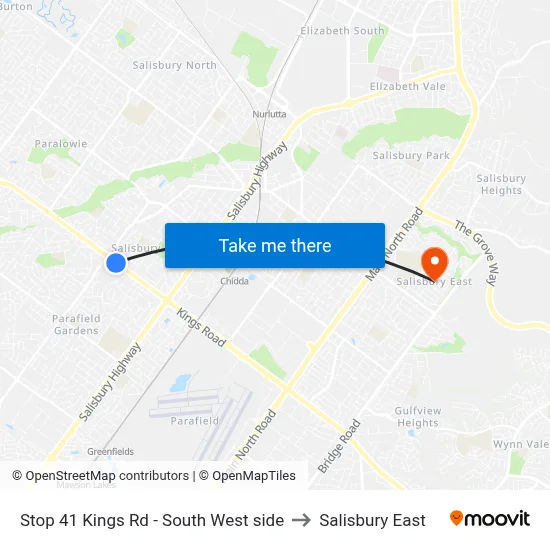Stop 41 Kings Rd - South West side to Salisbury East map