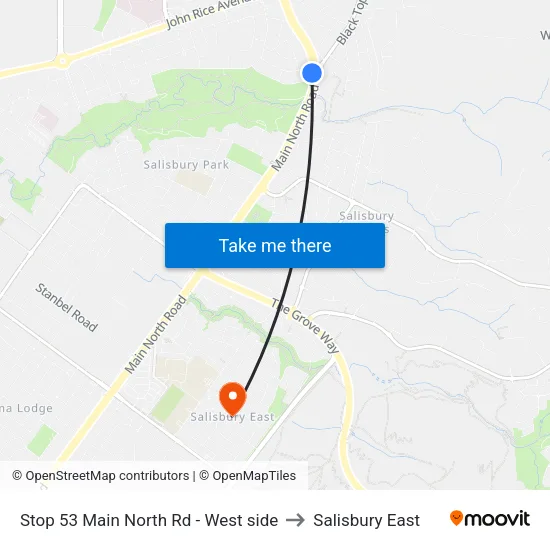 Stop 53 Main North Rd - West side to Salisbury East map
