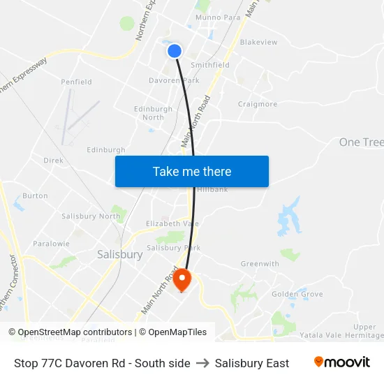 Stop 77C Davoren Rd - South side to Salisbury East map