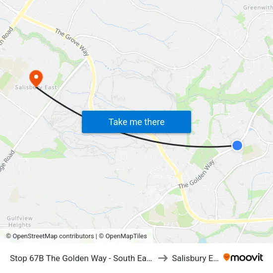 Stop 67B The Golden Way - South East side to Salisbury East map