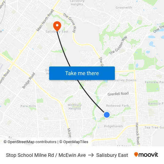 Stop School Milne Rd / McEwin Ave to Salisbury East map