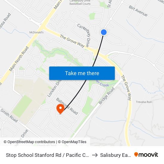 Stop School Stanford Rd / Pacific Cct to Salisbury East map