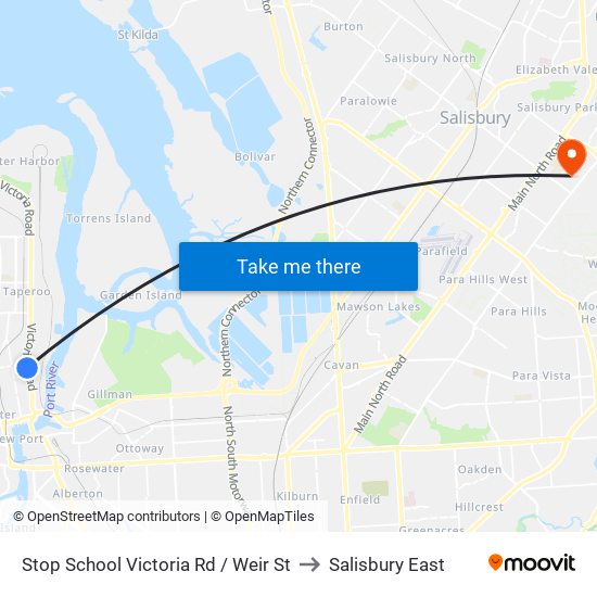 Stop School Victoria Rd / Weir St to Salisbury East map