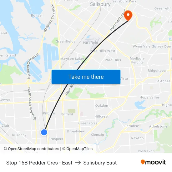 Stop 15B Pedder Cres - East to Salisbury East map