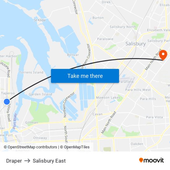 Draper to Salisbury East map